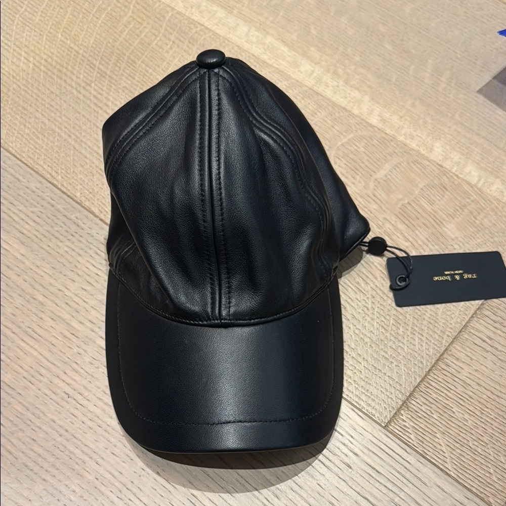 Black Leather Baseball Cap